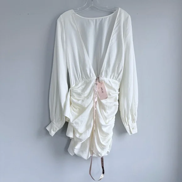 House of CB Chambery White Backless Ruched Mini Dress • NWT • Size S Open Back - Picture 6 of 16